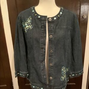 Alfred Dunner 12P blue denim Jacket with button trim.